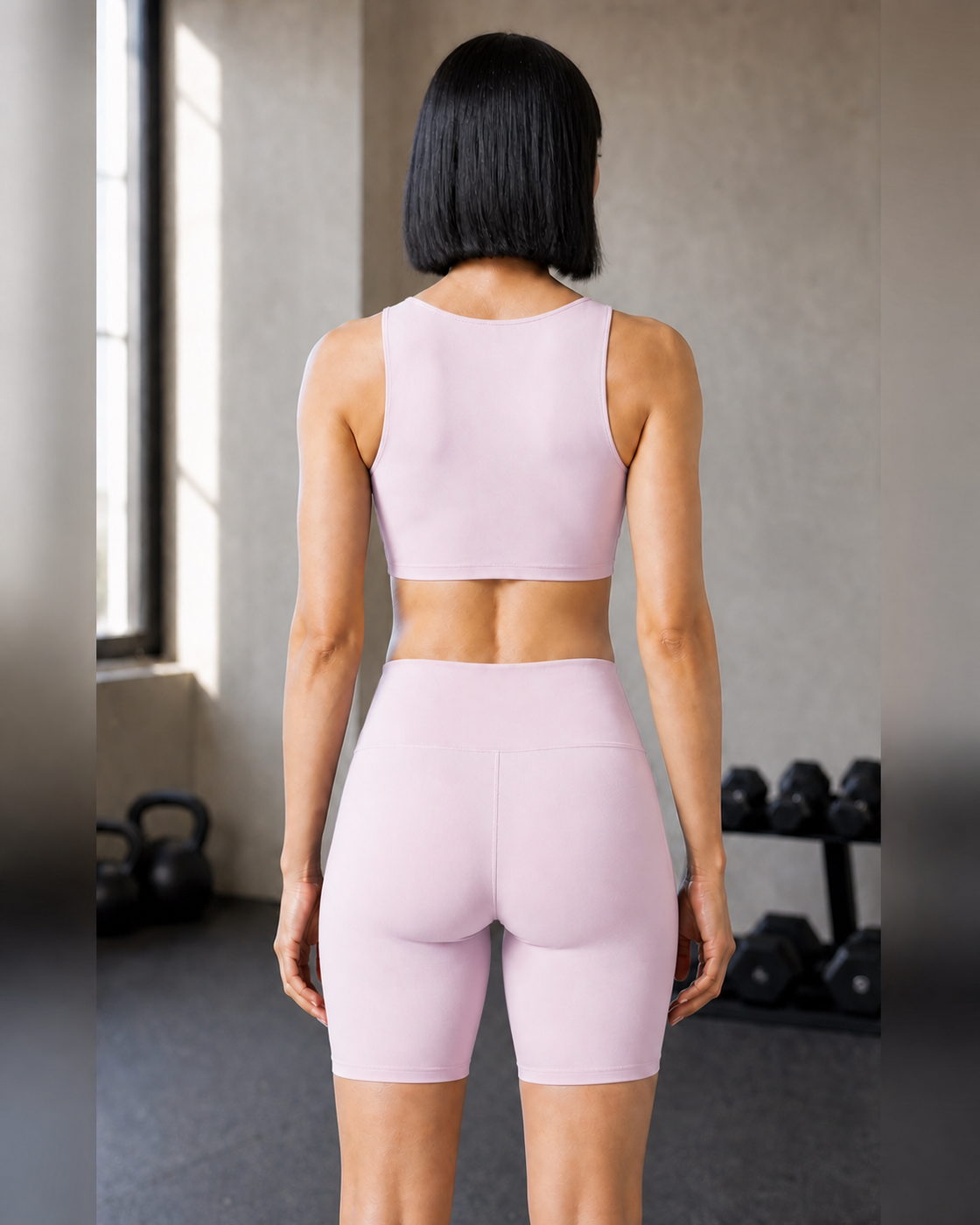 Pink color view of the Boat-Neck Studio Short Set