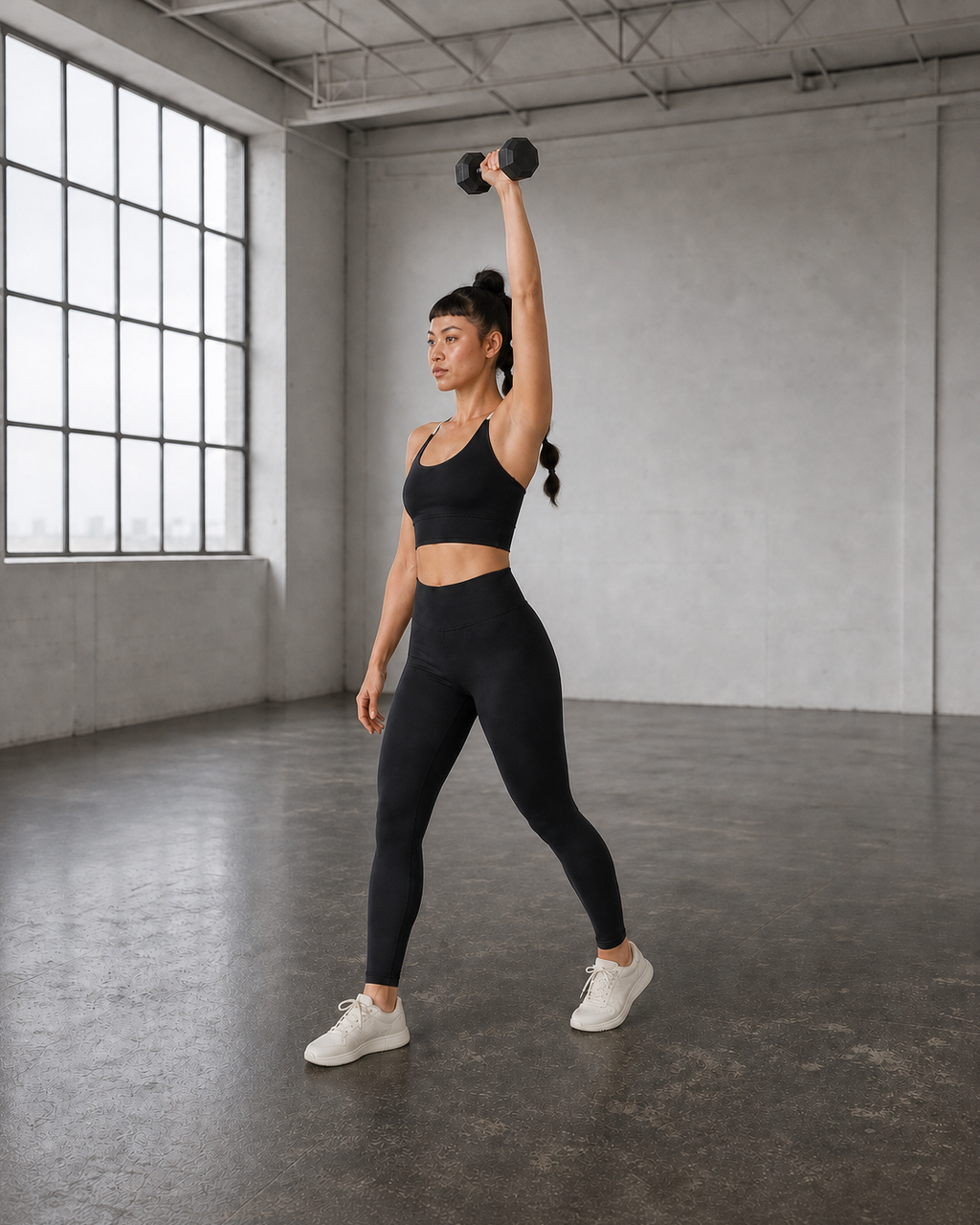 Overhead Press — Black Contrast Strap Longline Bra