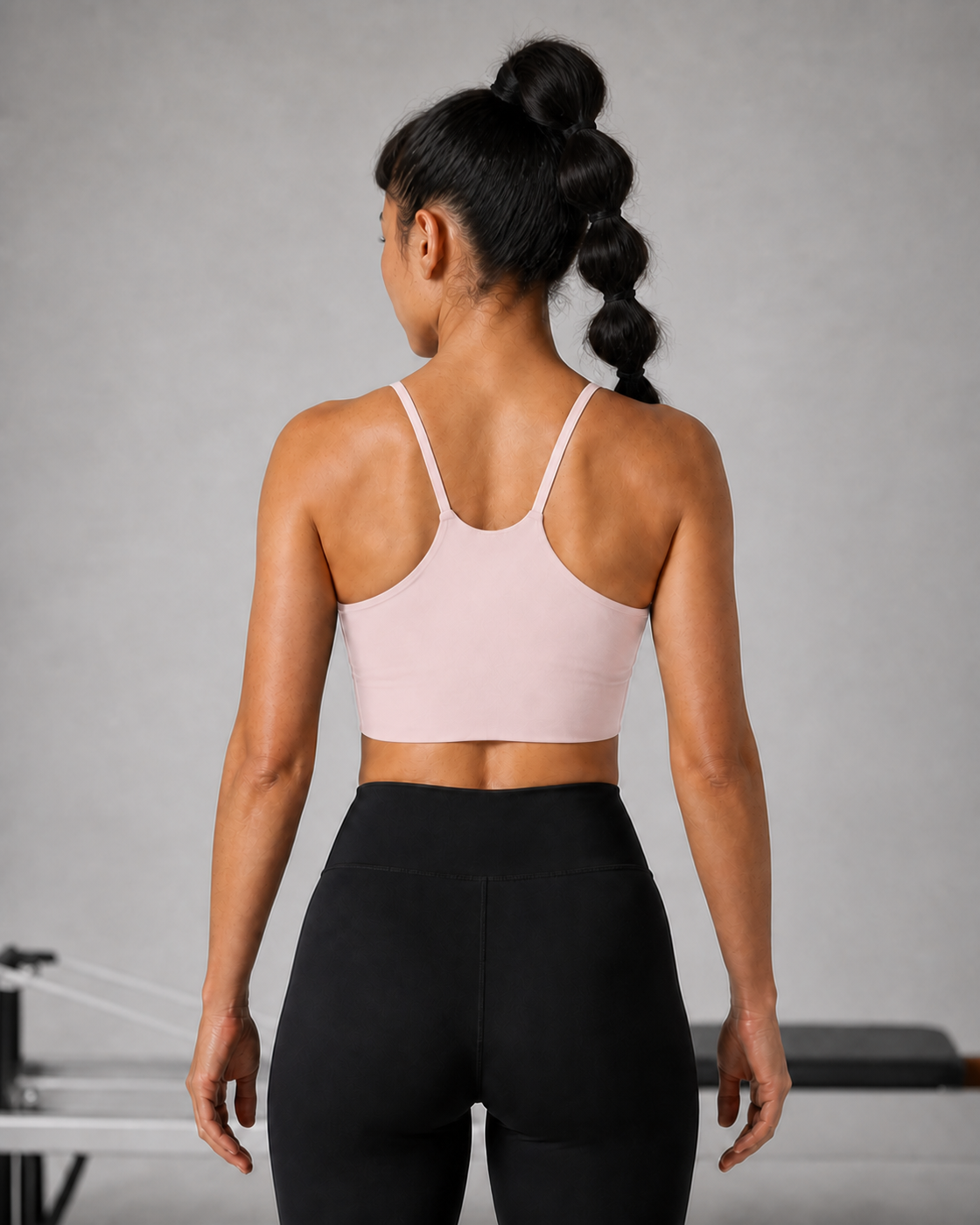 Mist Pink color view of the Contrast Strap Longline Bra