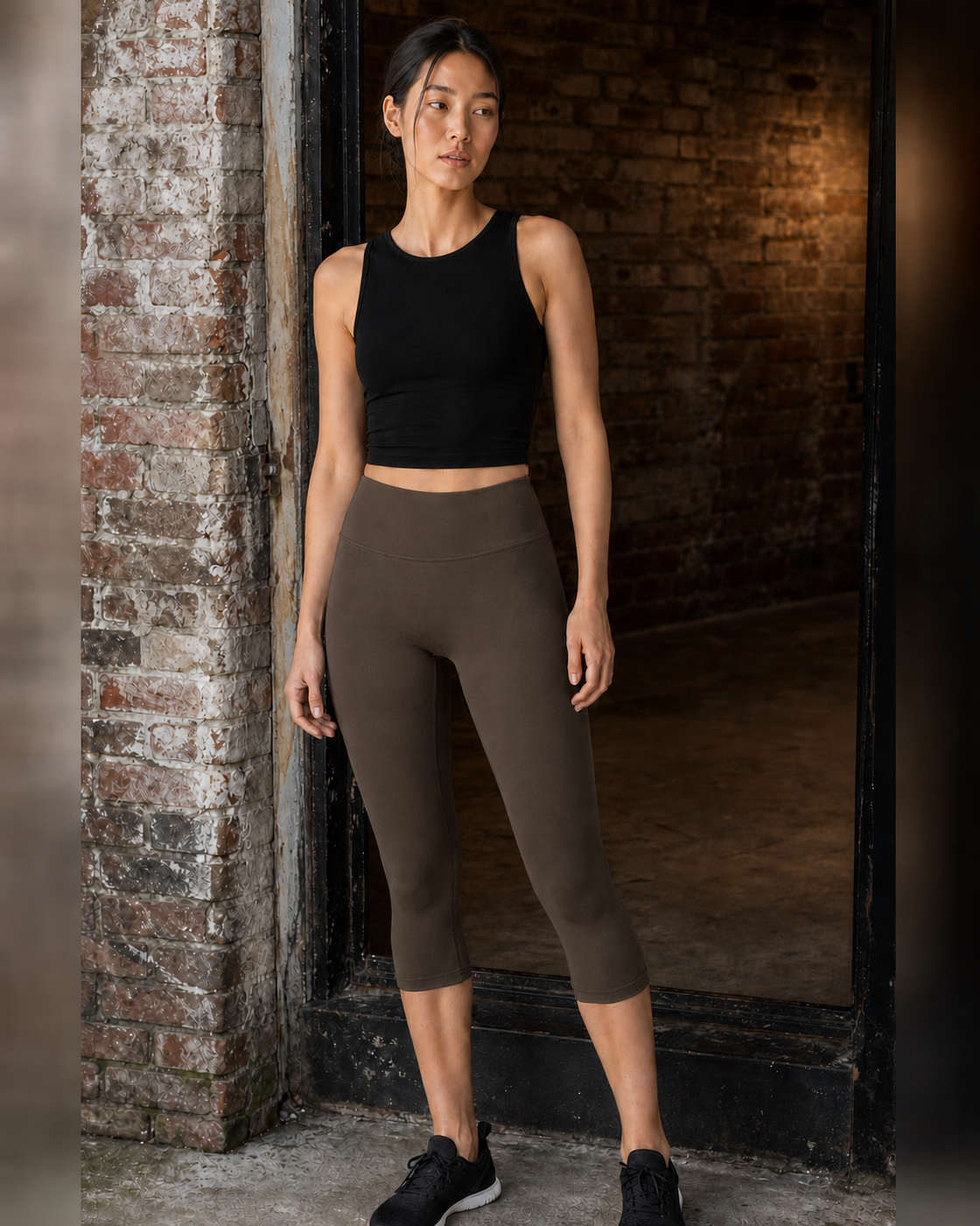 Coffee color view of the Cropped Contour Legging