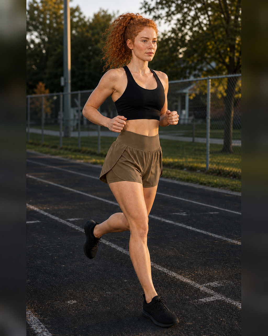 Brown color view of the Double-Layer Run Short