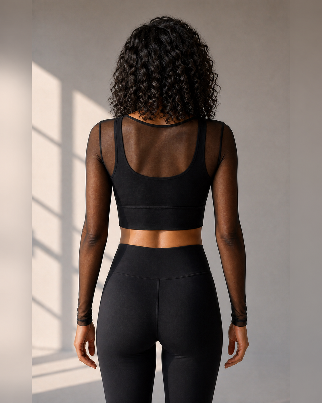 Rear Proof — Black Mesh Layer Long-Sleeve Top