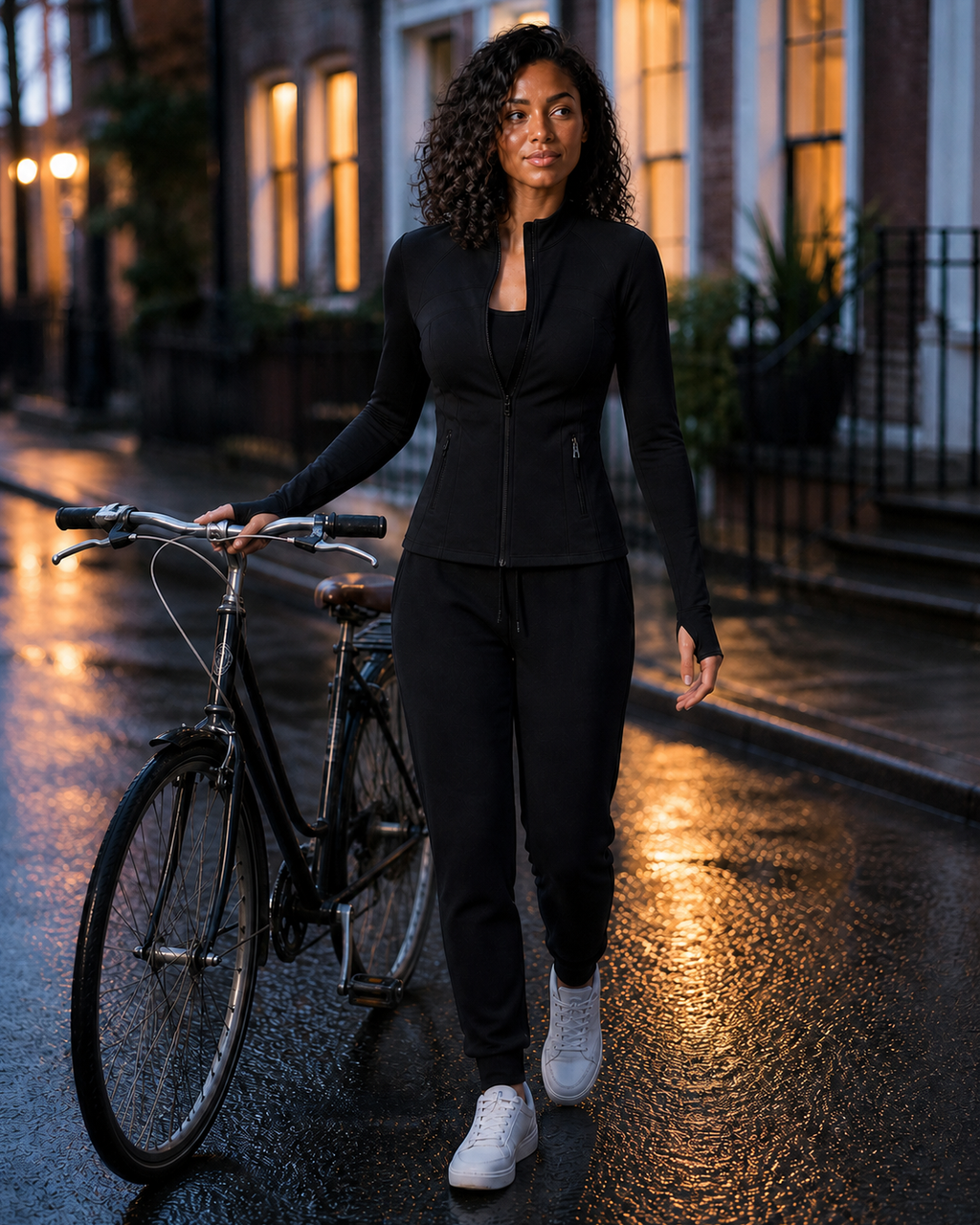 Bike Commute — Black Panelled Zip Training Jacket