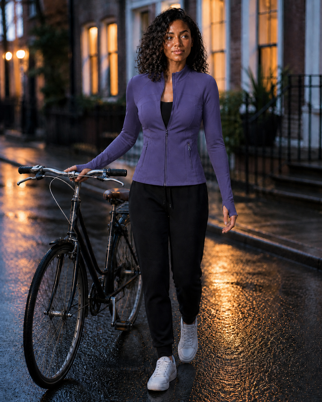 Deep Purple color view of the Panelled Zip Training Jacket