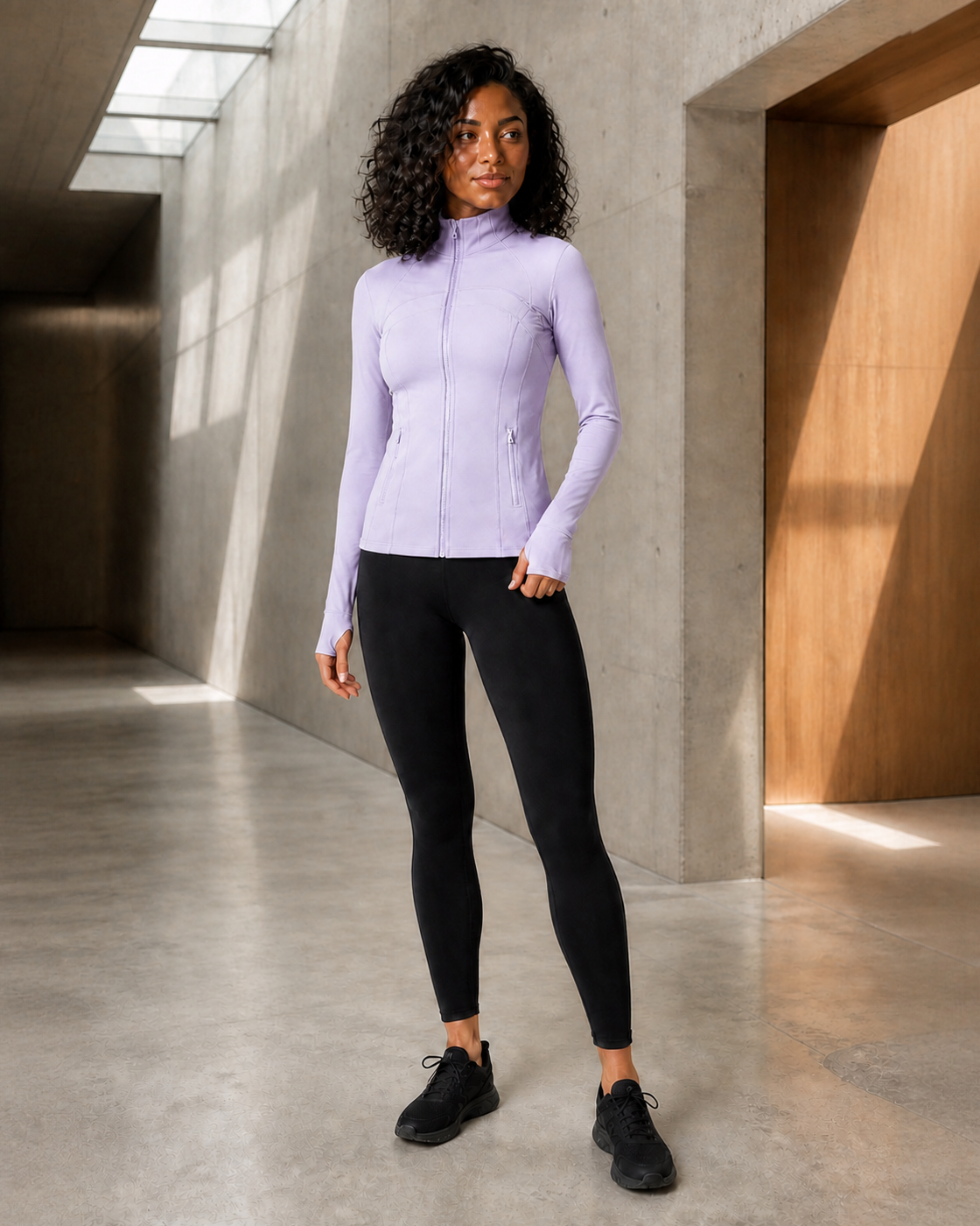 Lilac color view of the Panelled Zip Training Jacket