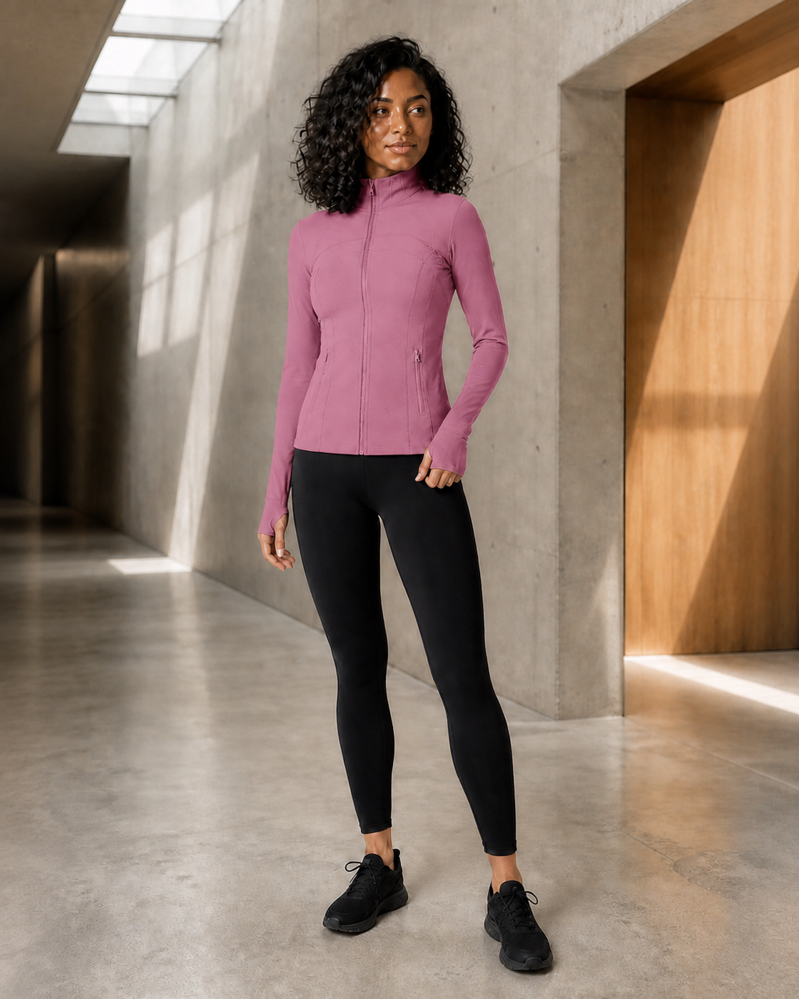 Mauve color view of the Panelled Zip Training Jacket