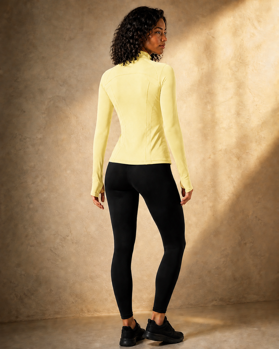 Yellow color view of the Panelled Zip Training Jacket
