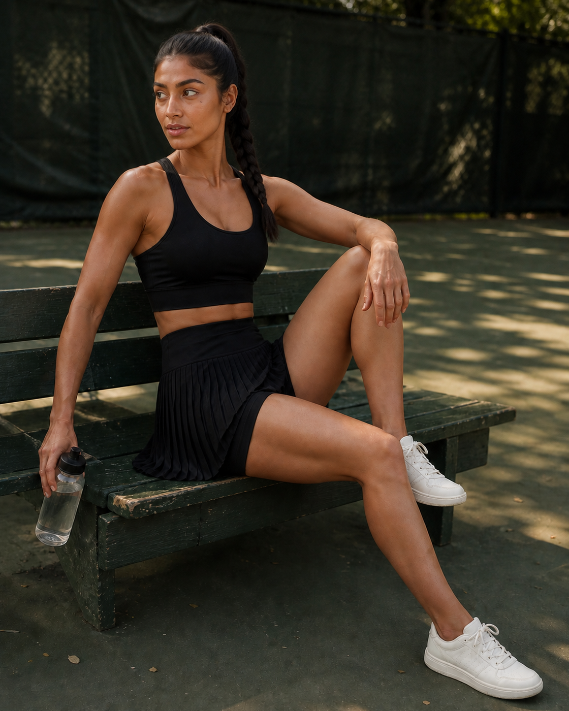 Bench Recovery — Black Pleated Court Skort