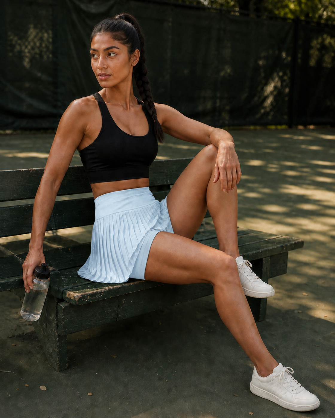 Ice Blue color view of the Pleated Court Skort