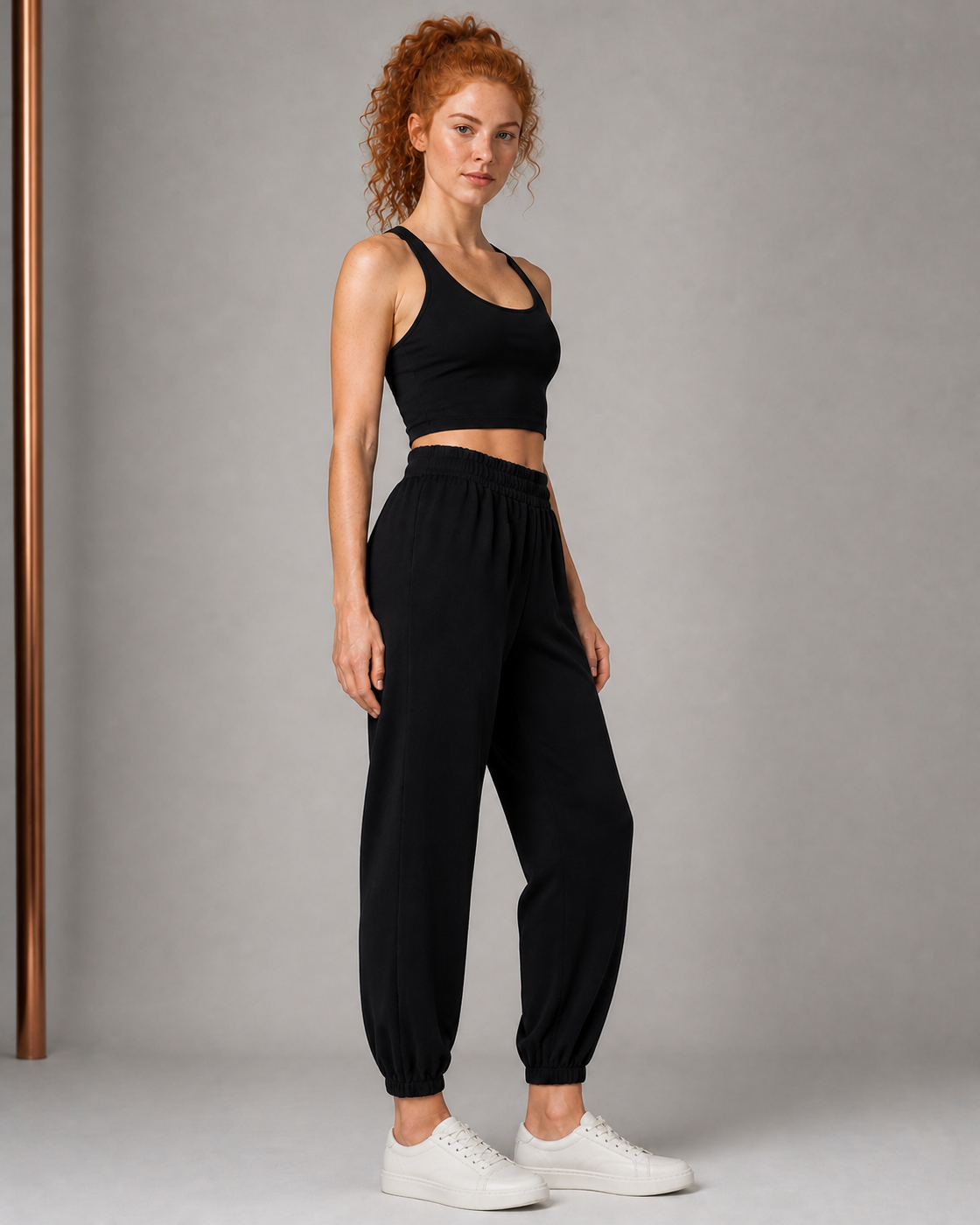 Waist Cuff Detail — Black Relaxed Training Jogger