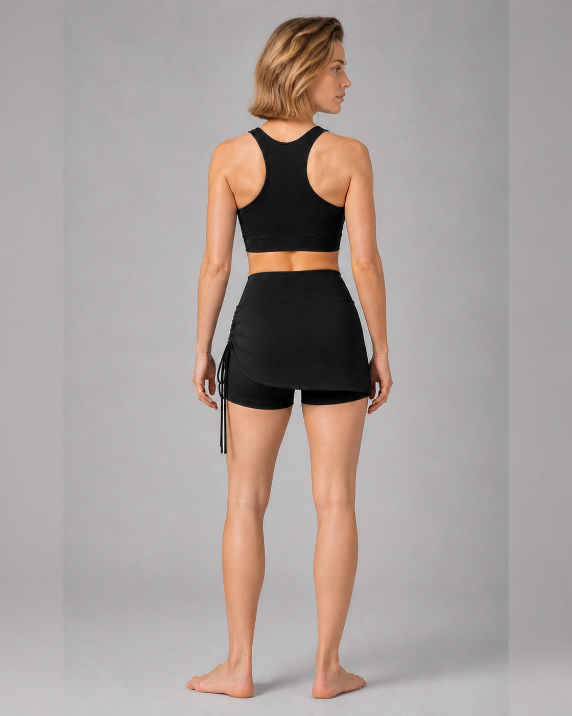 Rear Proof — Black Ruched Side Studio Skort