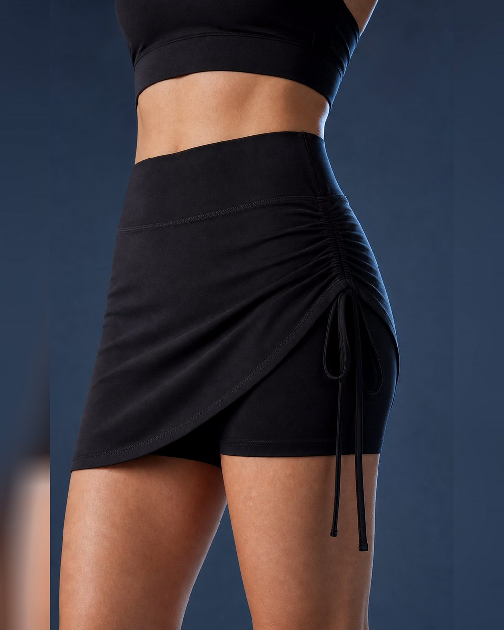 Ruche Detail — Black Ruched Side Studio Skort
