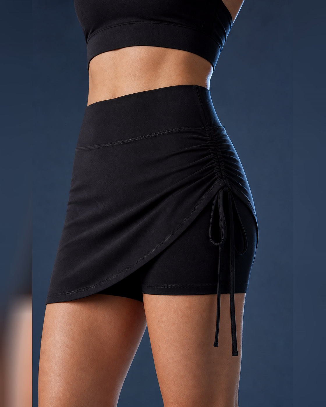 Ruche Detail — Black Ruched Side Studio Skort