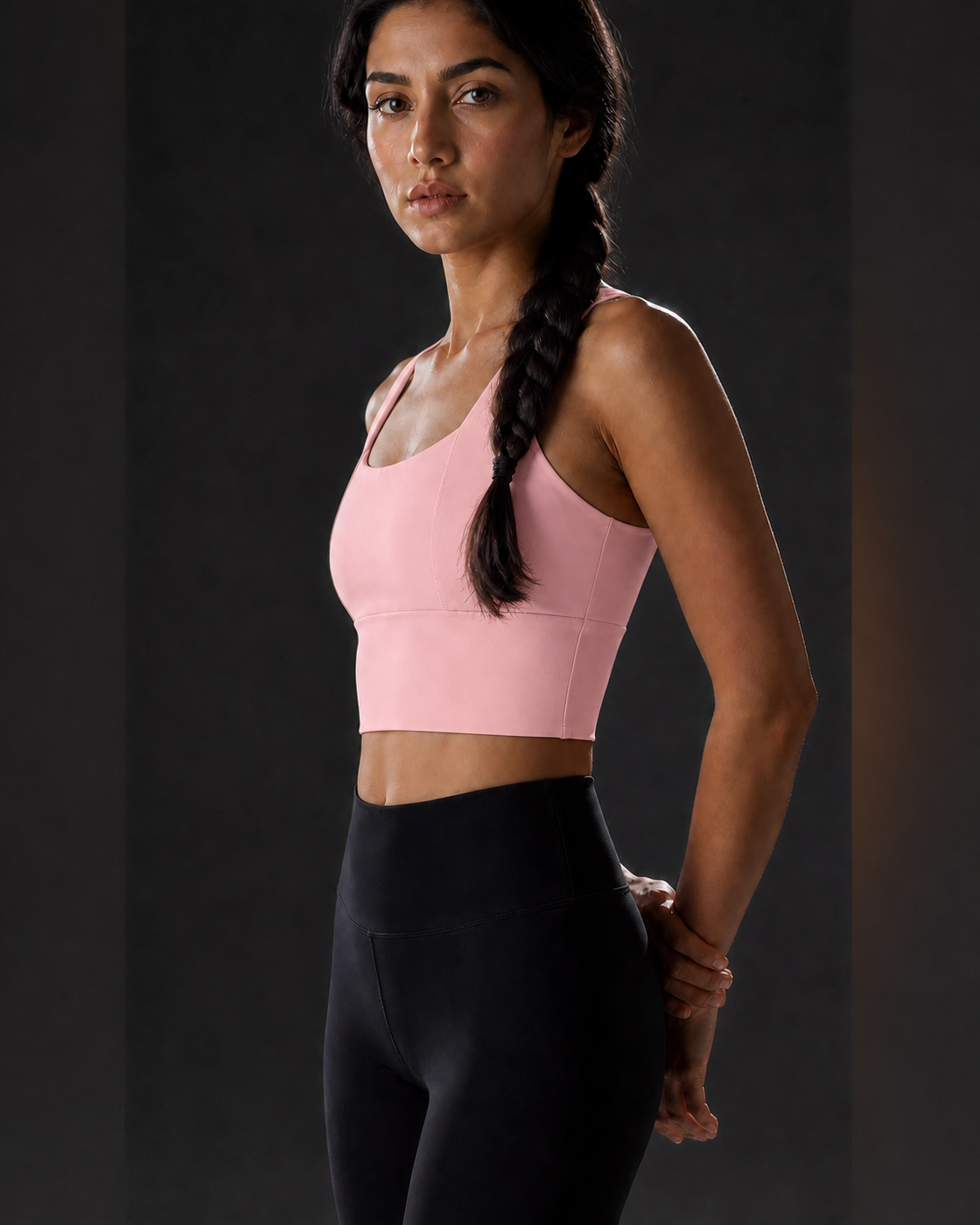 Blush Pink color view of the Sculpted Strap Sports Bra
