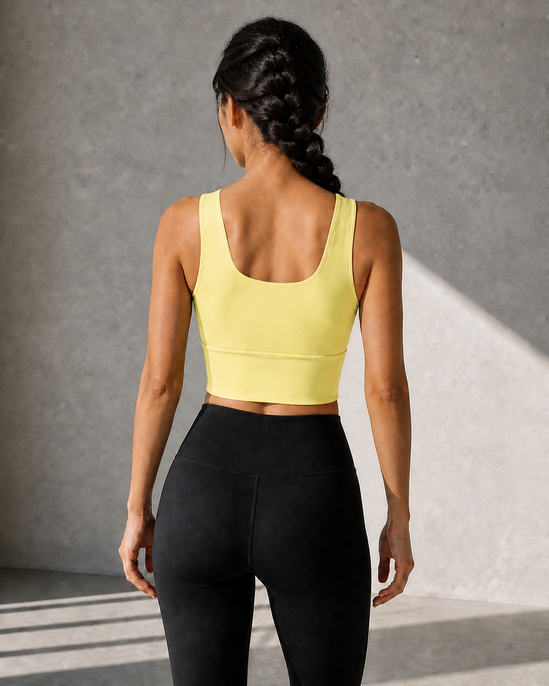 Yellow color view of the Sculpted Strap Sports Bra