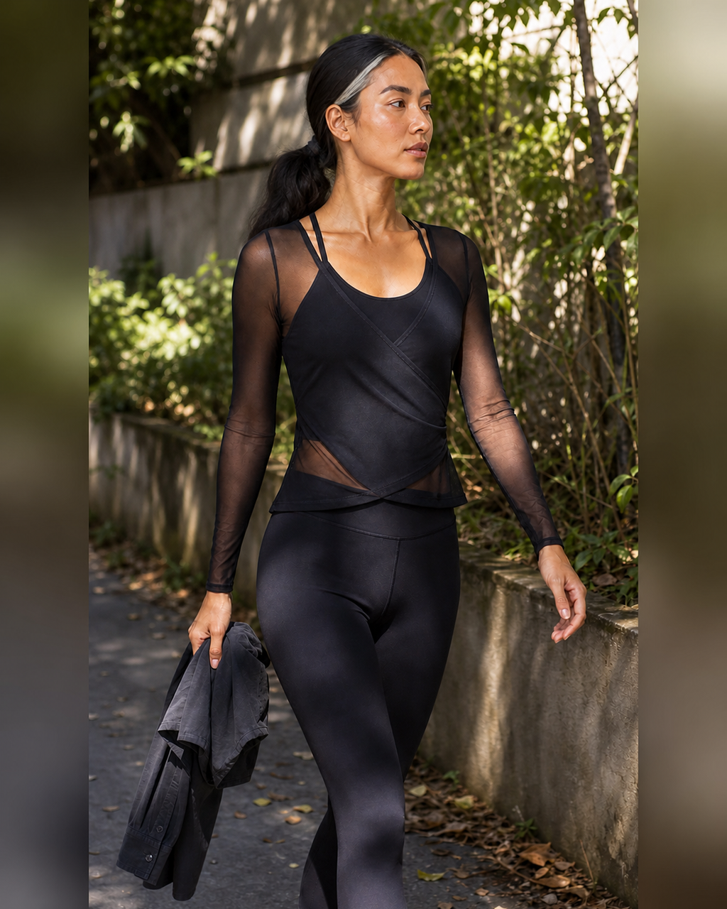 Garden Walk — Black Sheer Layer Two-Piece Top