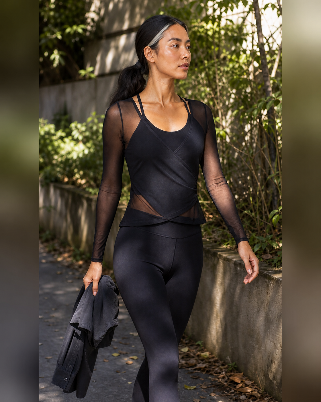 Garden Walk — Black Sheer Layer Two-Piece Top